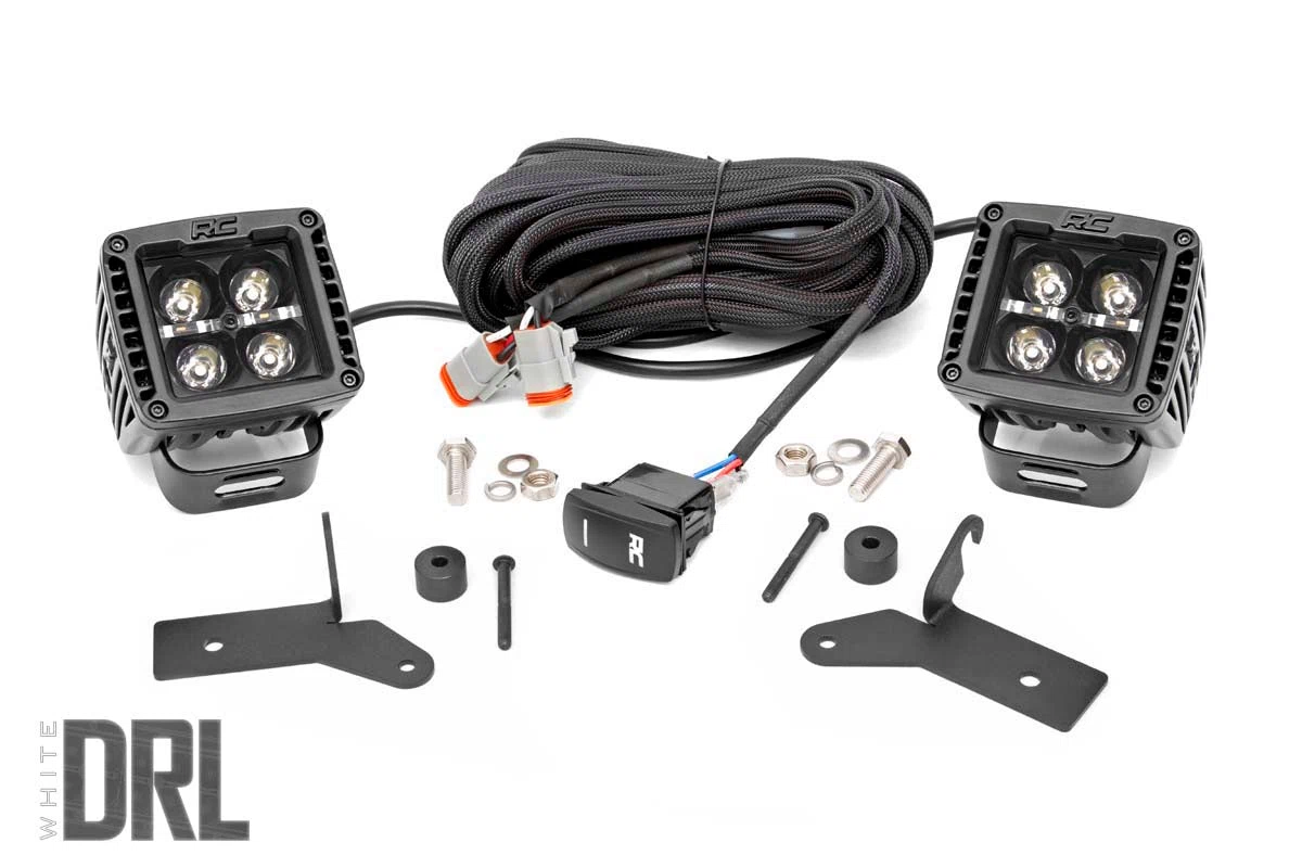 Fits Gladiator JT(18-24) LED Light Hinge Mount 2_ Black Pair White DRL 70052DRL